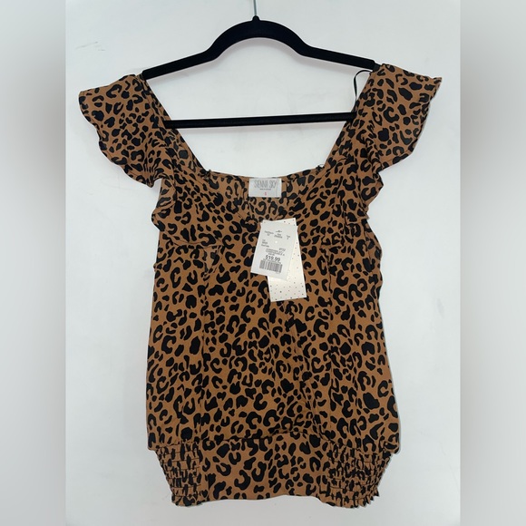 Forever 21 Tops - Forever 21 Tan Leopard Print Ruffle Top